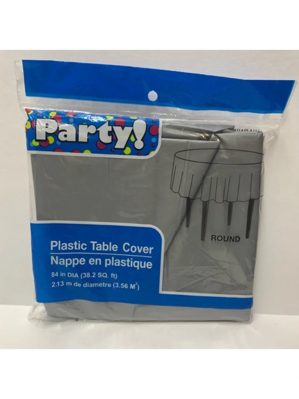 Silver Round Plastic Tablecloth 84” Party Table Cover